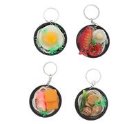 4pcs Realistic Ramen Shape Key Chains Decorative Key Rings for Home Office and Shop Decor Material Unique Charms Vivid Japanese Noodle Pendants