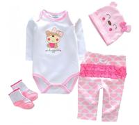 4Pcs Reborn Baby Doll Clothes 20inch Cute Bear Outfit Accessories Set for 17-22 Inch Reborn Dolls Girls Baby Clothing
