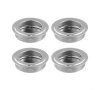 4PCS Recessed Door Handles Stainless Steel Flush Pull for Sliding Pocket Doors - Round Finger Grip 40mm Diameter Silver Finish Internal Cabinet Drawer Hardware