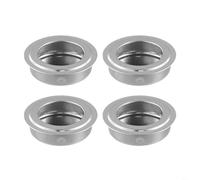 4PCS Recessed Pull Handle Set for Sliding Doors and Cabinets Stainless Steel Flush Mount Round Edge Silver 40mm Diameter 35mm Mount Hole Drawer Hardware Modern Desig