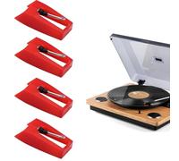 4pcs Record Player Needle, Turntable Needles, Turntable Replacement Needle Durable Record Player Needle Replacement Accessories,Replacement Player Needle Accessories for Vinyl Record Player(Red)