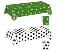 4Pcs Rectangular Grass Tablecloths, Football Pattern Party Table Cover, Kids Football Theme Fan Sports Event Game Day Birthday Party Supplies, 130 x 220cm
