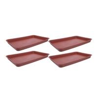 4pcs Rectangular Plant Tray 13.8x9.6 Inches Heavy Duty Stable Base | Thick Solid Plastic Construction with Smooth Exterior, Fits Bonsai Pots and Plant Containers, for Terraces and Balcony