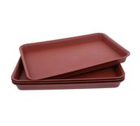 4pcs Rectangular Plastic Plant Drip Tray Brown Smooth Surface | Thick Solid Plastic Construction, Spill Containment Feature, Reduces Damp Damage to Roots, Fits Many Planters