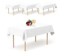 4PCS Rectangular White Table Cloth 137 x 183 cm waterproof Tablecloth Dust-Proof Table cloths Cover Suitable for Christmas Party Wedding Restaurant Camping Garden Kitchen Outdoor and Special Occasions