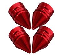 4pcs Red Aluminum Alloy Cone Shape Valve Stem Caps for Cars | Decorative Rim Fit, Quick Upgrade for Maintenance and Tyre Pressure Upkeep, Four Piece Set