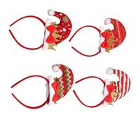 4Pcs Red Christmas Hat Headbands, Woolen Yarn Festival Hair Hoops | Creative Costume Accessories for Kids and Adults, Suitable for Easter Celebrations, Four Assorted Decorative Styles