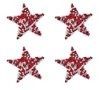 4PCS Red Glitter Stars Rhinestone Stickers 6CM Self-Adhesive Resin Star Rhinestone Applique,Bling Star Diamante Stickers for Glitter Decorate