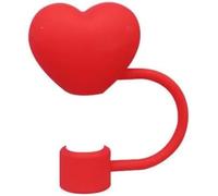 4Pcs Red Heart Straws Cover for Stanley 40&30 Oz Cup, 10mm Silicone Straws Covers Cap for Stanley Cup Accessories, Cute Straw Topper for Tumblers, Strawes Cap Stopper for Reusable Straw Tip Lids,Straw
