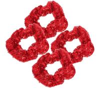 4pcs Red Sequin Hair Scrunchy Elastic Hair Tie for Christmas Makeup | Cloth Construction, Comfortable Wear that Will Not Hurt Hair, Chic Style for Festival Costume and Daily Use
