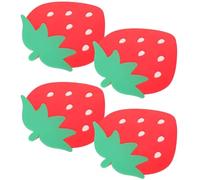 4pcs Red Strawberry Silicone Coaster for Drinks, Heat Desk Mat