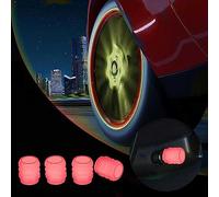 4pcs Red Universal Fluorescent Car Tire Valve Stem Caps Glow in The Dark Tyre Nozzles Covers Luminous Motorcycle Bike Tire Valve Stem Covers Tire Accessories Decor
