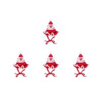 4pcs Red Yarn Dog Santa Hat with Pompom Topper and Chin Strap