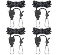 4PCS Reflective Tent Guy Ropes, 4 mm Tent Camping Cord with Pulley, 5M Heavy Duty Guide Buckle Rope with Aluminum Adjuster, Tent Guy Ropes for Awning Outdoor Tent Tarp Gazebo Hiking Awning Picnics