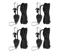 4PCS Reflective Tent Guy Ropes, 4mm Tent Camping Cord with Pulley, 5M Heavy Duty Guide Rope with Aluminum Adjuster, Tent Guy Ropes Lines for Awning Outdoor Tent Tarp Gazebo Hiking Picnics (Black)