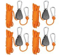 4PCS Reflective Tent Guy Ropes, 6 mm Tent Camping Cord with Pulley, 5M Heavy Duty Guide Buckle Rope with Aluminum Adjuster, Tent Guy Ropes for Awning Outdoor Tent Tarp Hiking Awning Picnics