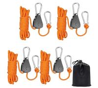 4PCS Reflective Tent Guy Ropes, 6 mm TentCamping Cord with Pulley, 5M Heavy-Duty Guide Buckle Rope with Aluminum Adjuster, TentGuy Ropes for Awning Outdoor TentTarp Gazebo Hiking Awning Picnics- OG