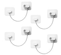4Pcs Refrigerator Door Locks with 4 Keys, Adhesive No Drilling Window Restrictor, Protect Baby Safety Suitable Freezer Door Cabinets Windows (White)