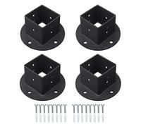 4PCS Reinforced Metal Fence Brackets Square Base Structure Weatherproof Solution for Permanent Temporary Railings Strong Square Mounting Brackets for Railings