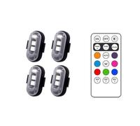 4PCS Remote Control LED Ambient Lights for Car - 7 Colors Rechargeable Strobe Light With Wireless Remote - Anti-Collision Flashing Lights for Motorcycle, Drone