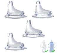 4Pcs Replacement Clear Silicone Spout Compatible with NUK Learner Cup & Active Cup, Soft Transition Spout for Cups, Leak-Proof, BPA-Free, Easy to Clean Medium Flow