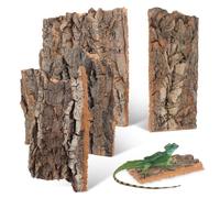 4Pcs Reptile Cork Bark - Natural Cork Bark Hides Small Climbing Bark Wood Reptile Bark Decor for Terrarium Bearded Dragon Lizard Geckos Tortoise (Random Shape and Size)