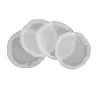 4pcs Resin Coaster Mold for DIY Crafts, Silicone Cup Mat Casting Mold | White Flexible Release Design, Smooth Interior with Druzy Edge Detail, for Resin Artists and Holiday Crafting