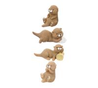 4pcs Resin Mini Otter Figurines Cake Toppers for DIY Micro Landscapes