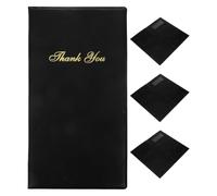 4pcs Restaurant Check Presenter with Gold Thank You Imprint, Black