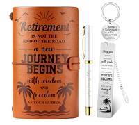 4Pcs Retirement Gifts for Men Women Thoughtful Happy Retirement Present Leather Notebook Pen Bookmark Keyring for Colleague Coworker Boss Teacher Friend Elegant Leaving Gifts Keepsake