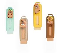 4pcs Retractable Capybara Rubbers - Cute Animal Eraser, Capybara Stationery, Sliding Push Pull Eraser, Multiple Color Erasers for Kids, for School, Drawing, Office, Gift for Students