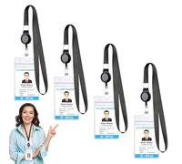 4Pcs Retractable Cruise Lanyard with ID Card Holder,Neck Lanyards with Retractable Reel and Double-Sided Waterproof Clear Badge Holder,Portable Black Vertical Lanyard