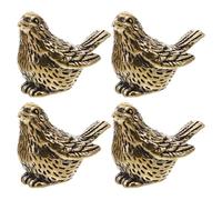4pcs Retro Brass Sparrow Figurine with Golden Finish for Desktop Decor