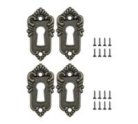 4Pcs Retro Metal Keyhole Cover, Keyhole Plate with Vintage Pattern, Vintage Decorative Keyhole Cover Plate for Cabinets, Drawers, Albums and Book Crafts