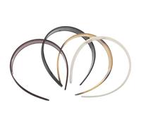 4pcs Retro Striped Hair Band, 2cm Narrow Plastic Headband | Comb Teeth Design, Flexible Resin Core, for Office Meetings and Daily Styling with Straight or Wavy Hair