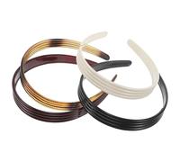 4pcs Retro Striped Women Headband 2cm Width Flexible Resin Non Slip | Vintage Minimalist Style, Teethed Grip Design, for Women, Outdoor Gatherings, Relaxed Weekends