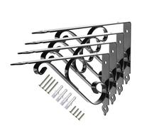 4PCS Retro Triangle Brackets for Shelves, Iron, Black/White, Thickened Wrought Iron Shelf Brackets, for Kitchen, Living Room, Bedroom, Bookshelf, Flower Stand, Wall Shelf Supporter(Black,250x164mm)