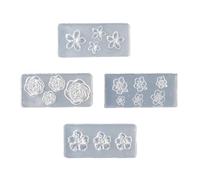 4PCS Reusable Clear Floral Nails Templates For Gel Art Plumerias Roses Molds Set Flower Nails Decorations