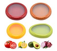 4PCS Reusable Fruit & Veg Storage Containers, Compact Organiser for Garlic, Onions, Lemons, Potatoes, Avocado Saver Ideal for on-the-Go Fruit Storage and Fridge Organisation,Silicone Food Covers