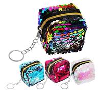4pcs Reversible Sequin Coin Purse Zip Pouch for Women | Three Dimensional Decoration, Holds Coins and Notes, Colorful Style, Mini Size, Handy for Daily Carry