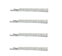 4pcs Rhinestone Bling Small Hair Clips Sparkly Silver Metal rectangular Spring Hair Barrettes Hair Accessories Crystal Ponytail Side Clips for Women and Girls