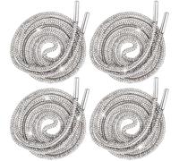 4pcs Rhinestone Glitter Shoelaces, Shiny Bling Round Hoodie Drawstrings, Crystal Rope Shoelaces for Women Sneakers, 4pcs White, 47"