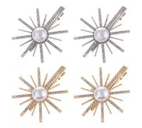 4pcs Rhinestone Hair Clips for Women Pearl Alloy Barrettes