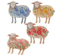 4pcs Rhinestone Lamb Brooch Pin with Floral Rose Design for Women | Lightweight Secure Setting, Zinc Alloy Construction, Year of Sheep Style, Suitable for Dresses and Coats