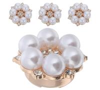 4pcs Rhinestone Pearl Flower Cufflinks for Shirts and Blouses | Zinc Alloy, Abs and Build, round Form with Smooth Polished Finish, Secure Fastening for Formal Occasions