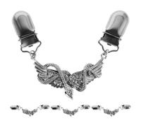 4pcs Rhinestone Snake Wing Cardigan Clip Waist Cincher | Silver Zinc Alloy, Crystal Inlay, Retro Style, Easy Operation, Prevents Slipping, for Cardigans and Pants