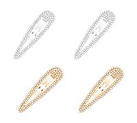 4Pcs Rhinestone Snap Hair Clips Beautiful Hair Barrettes Pins Rhinestone Gold Snap Hair Clip Useful Blingy hairpin Barrettes for Women (Gold Silver)