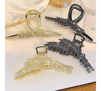 4PCS Rhinestone Tassel Hair Claw Clips, Metal Hair Claw Clips,Pearl and Crystal Flower Tassel Hair Claw Clips - Nonslip Claw Clip for Women and Girls Thin Thick Hair Stylish Hair Accessories
