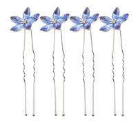 4pcs Rhinestone U Shaped Hair Pins Set Blue Alloy Hair Forks | Multiple Ways to Wear, Practical and Easy to Wear, for Formal Occasions and Social Events
