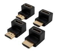 4PCS Right Angle HDMI Adapter 90 Degree and 270 Degree, Male to Female HDMI Connector for Wall Mounted TV, Projector, Monitor, Laptop, Gaming Console, Supports 4K 60Hz UHD HDR 3D, Space Saving